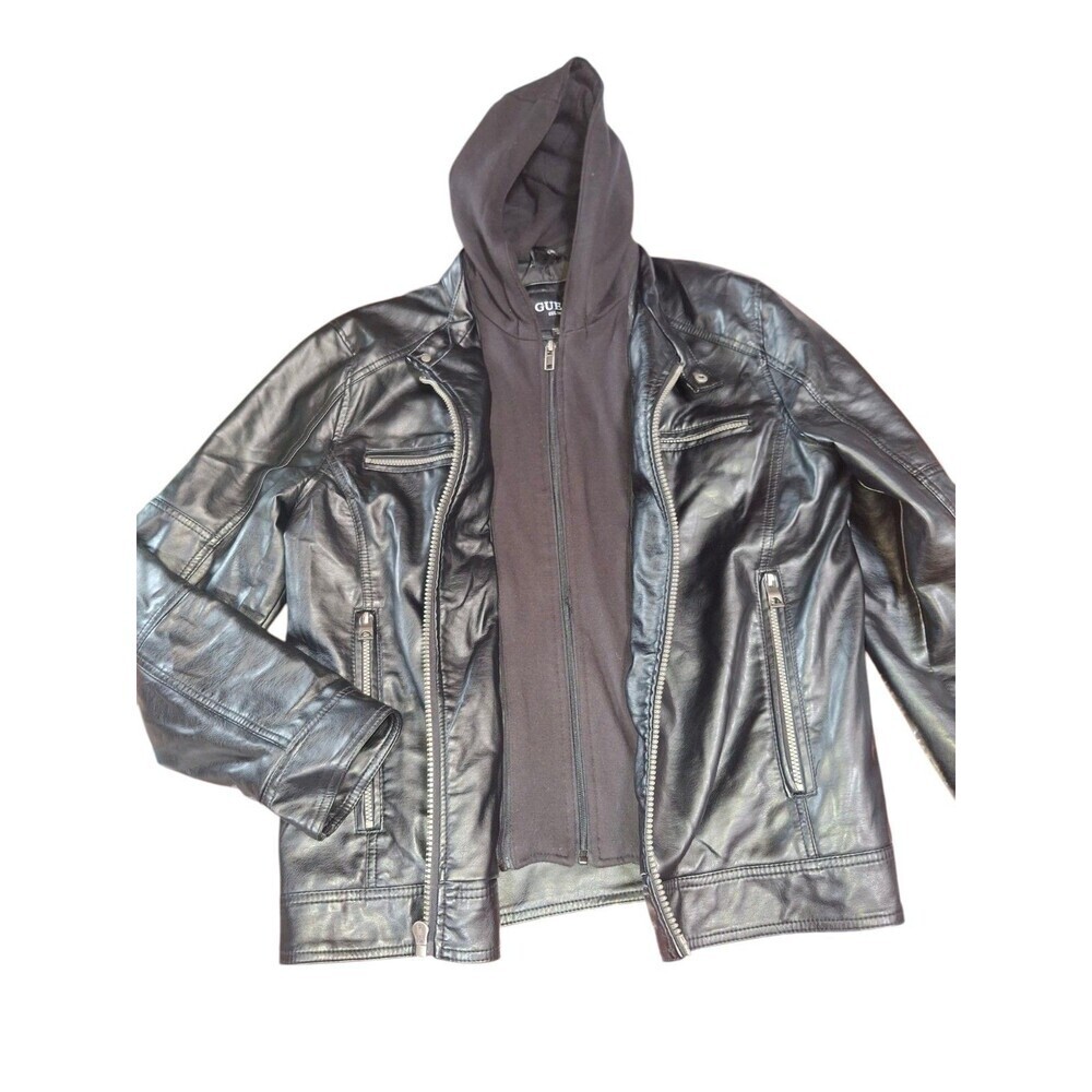 Guess Faux Leather jacket men's XL Double Zipper